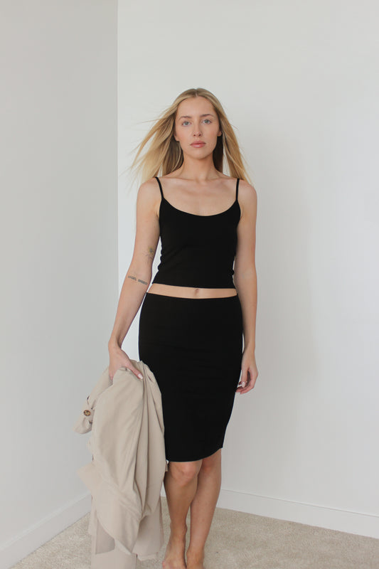 Camille Midi Skirt Black