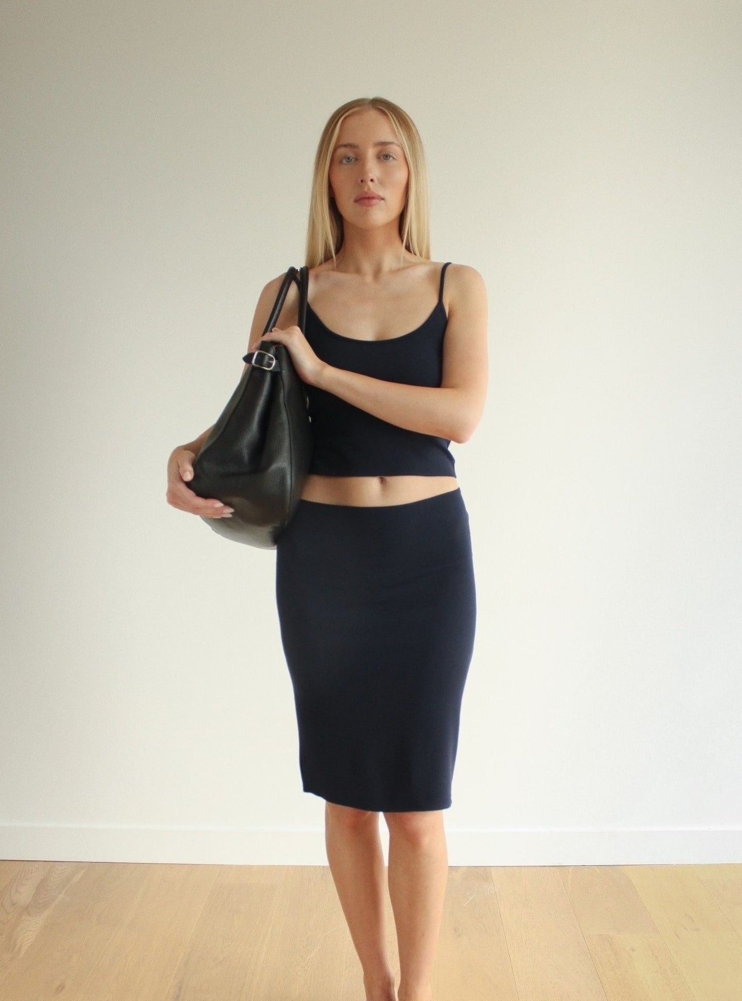 Camille Midi Skirt Navy